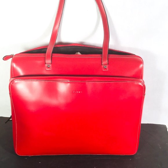 Lodis Audrey Work Bag Large Red 100% leather business Briefcase  Fire engine - Picture 11 of 13